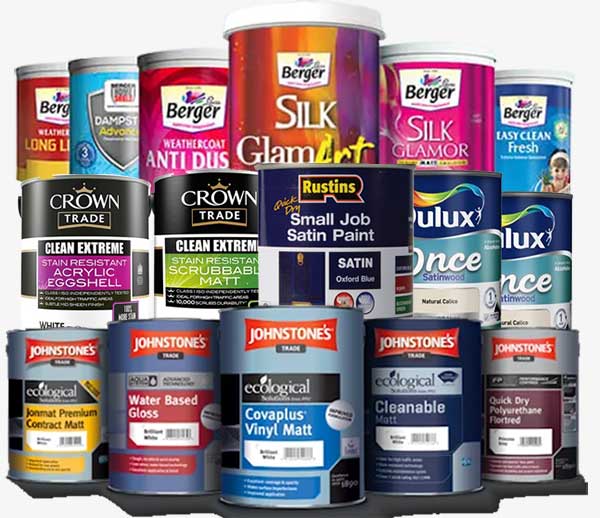 Various paint cans in bright colors, representing the best paint options for home improvement.